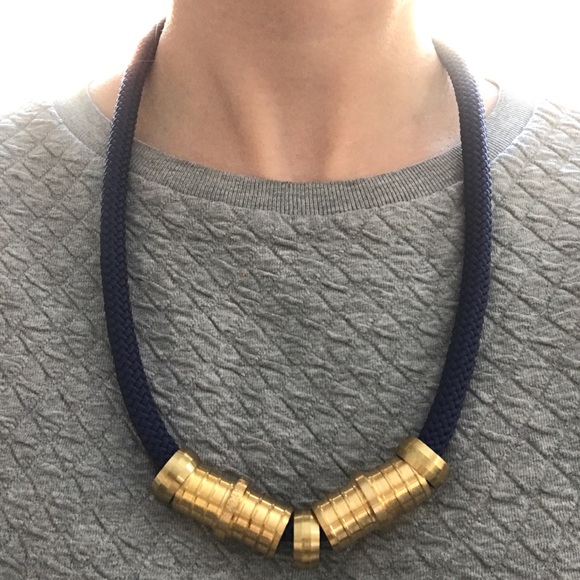 Navy blue rope necklace - Multiple ways to wear - Picture 9 of 13
